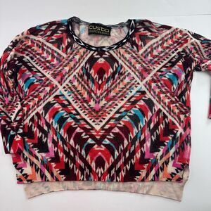 Vintage 90s Custo Barcelona Wool Sweater Colorful Abstract Wearable Art Sz Small